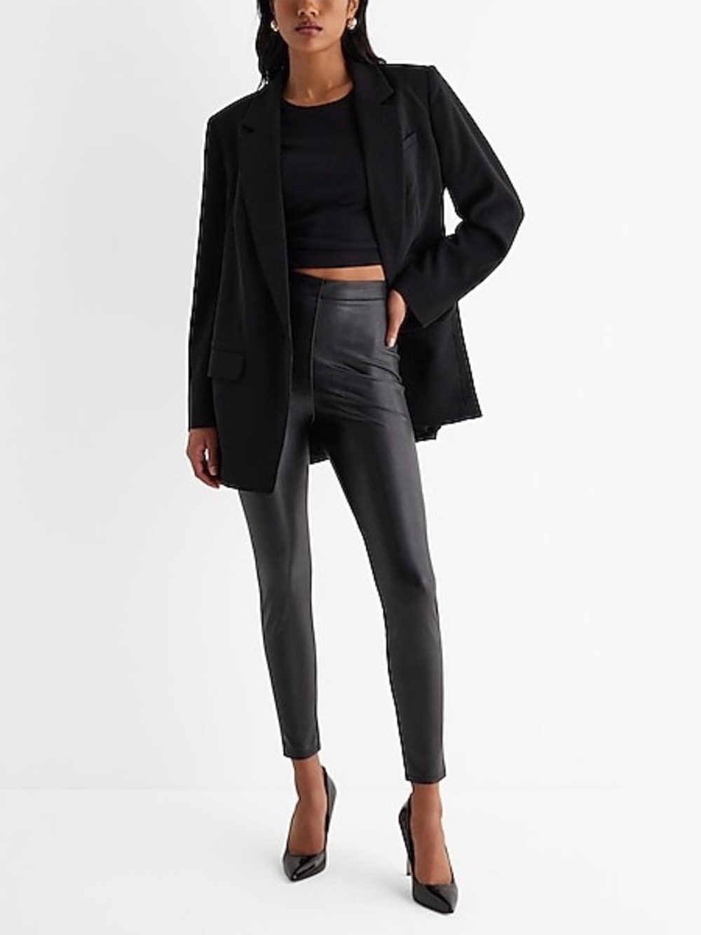 🌼Express Super High-Waisted Faux Leather Skinny Leggings - Black
